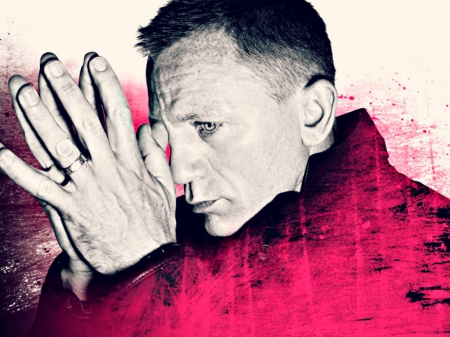 Daniel Craig - white, pink, black, actor, daniel craig, man