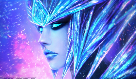 Ice Drake Shyvana - blue, creative pre-made, digital art, weird things people wear, colors, lovely, awesome, fanart, 3D and CG, love four seasons