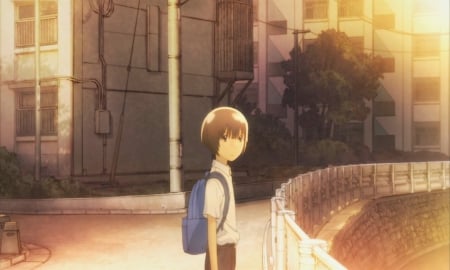 The Walk Home - Hourou Musuko, Backpack, Anime, Shuichi Nitori, Nitori, Transgender, Shuichi, Wandering Son, School Bag, Crossdresser, School Uniform, Seifuku, Anime Guy, City Scape