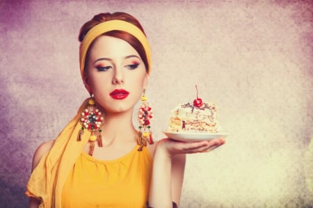 â™¥ - lady, beauty, model, cake