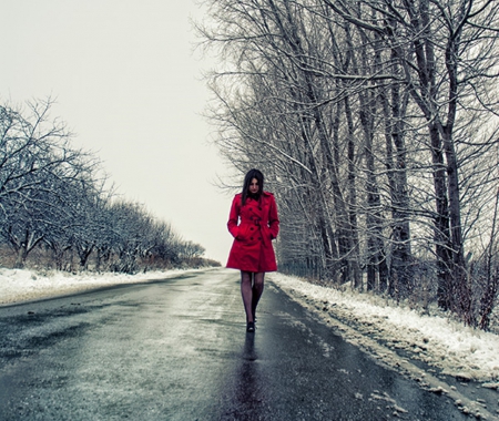 The Road is Clear - photography, red, road, people