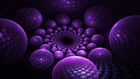 Purple 3D Bubbles - bubbles, purple, 3d, abstract