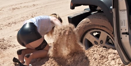 Cute in pickle - sand, girl, car, cute