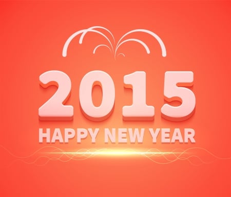 Happy new year - greeting, 2015, orange, new year