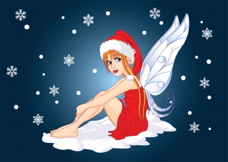 Christmas fairy - wings, fairy, christmas, snow