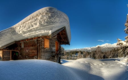 It's Winter now - trees, forest, landscape, snow, cabin