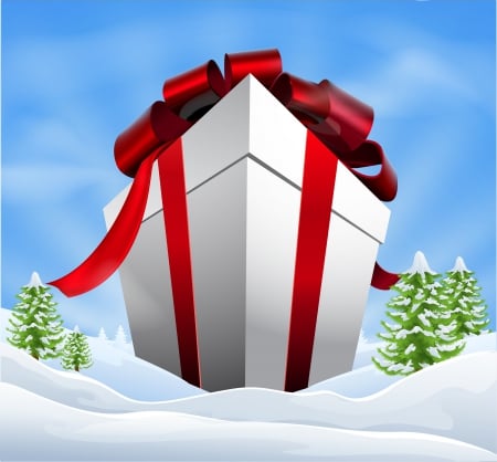 Giant christmas gift - christmas, snow, present, gift