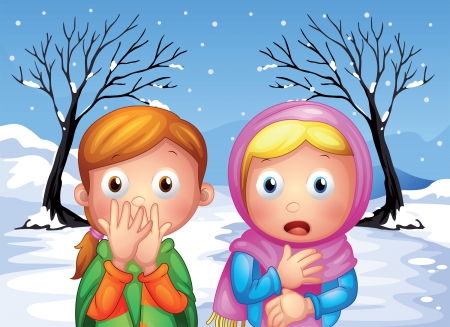 Freezing kids - cold, kid, winter, scared