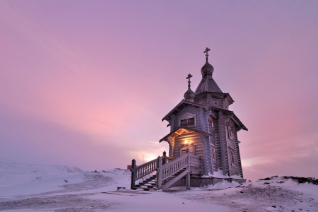 At the top - picture, church, at the top, color, new