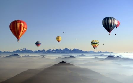 Hot air balloons - nature, fun, balloons, cool, mountains