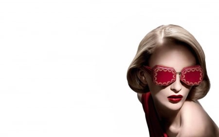 Red glasses - white, glasses, woman, red, model, girl, fashion