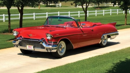 1958 Red Cadillac - auto, cadillac, car, red