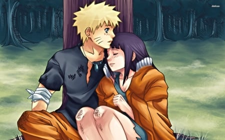 naruto and hinata hyugo - hinata, forest, hyugo, naruto