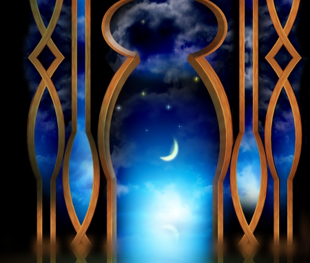 Arcadeseau - moon, pillars, art, blue