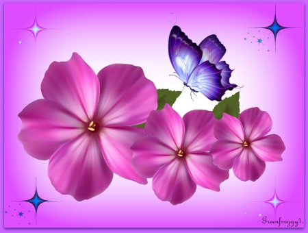 PRETTY IN PURPLE - BUTERFLY, PURPLE, FLOWERS, PRETTY