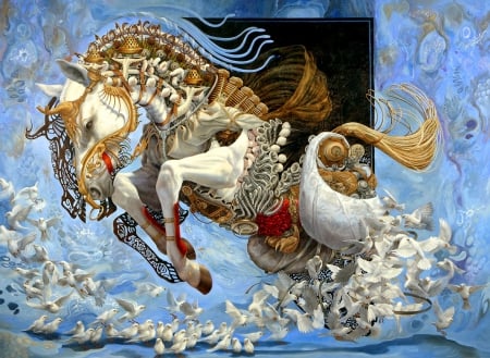 Fantastic Horse - head, birds, legs, artwork, jump