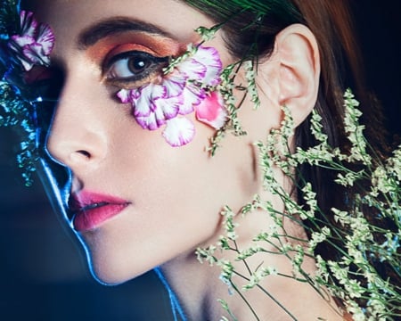 Artistic Woman - flowers, face, style, woman