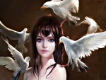 Girl and birds