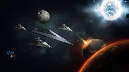 Star Wars - Battleships - space, planets, moons, galaxies, battleships, 3D, Star Wars