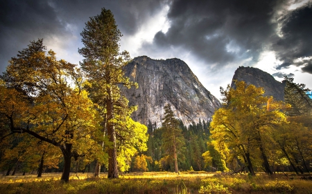 Clouds - rocks - forest, Clouds, rocks, autumn