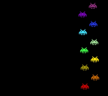 Space Invaders - red, purple, cute, black, aliens, yellow, blue, videogames, games, invaders, orange, colors