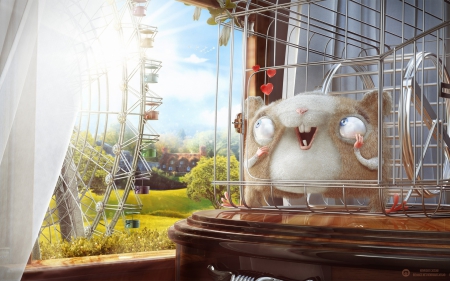 ferris love - hamster, cage, wheel, ferris