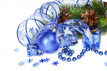 Blue Xmas - balls, decoration, christmas, blue