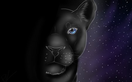 Panther - panther, animal, fantasy, winter, black, eye, blue