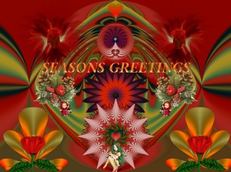 Seasons Greetings 2 - eye candy, collage, 3d, fractal, abstract