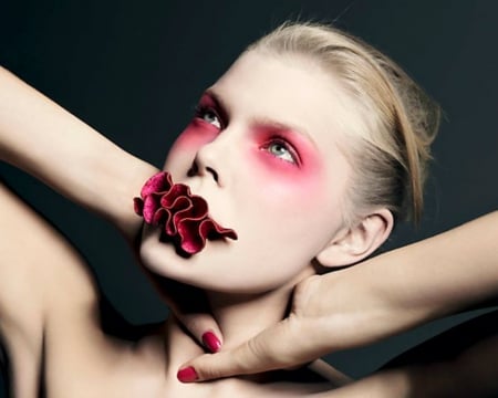 Artistic Woman - flowers, face, makeup, woman