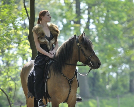 Lovely Day - forest, horse, animal, woman