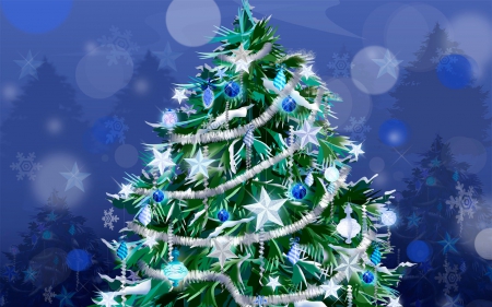 Christmas Tree - Silver, Tree, Christmas, Blue