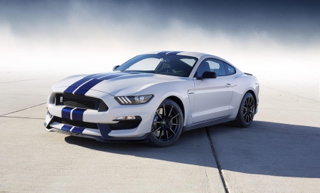 2016-Ford-Shelby-GT350-Mustang - white, ford, blue stripes, 2016