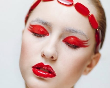 Artistic Beauty - face, red, artistic, woman