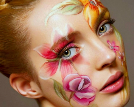 Artistic Beauty - woman, face, art, painted