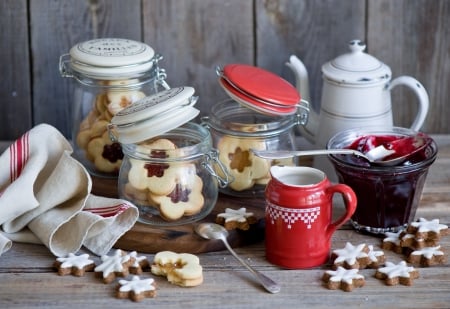 Sweets - biscuits, jam, food, sweet, cup