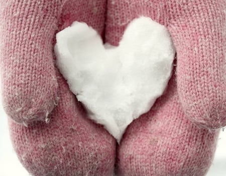 Winter Time - winter, gloves, snow, heart