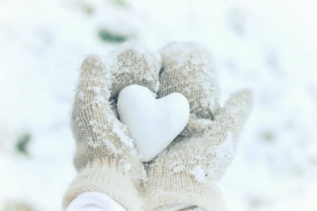 Winter Time - winter, gloves, snow, heart