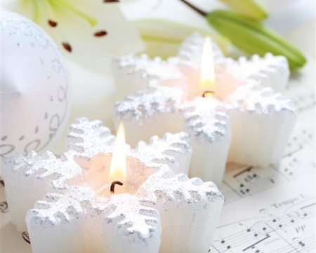 Christmas Candles - candles, white, lighted, christmas