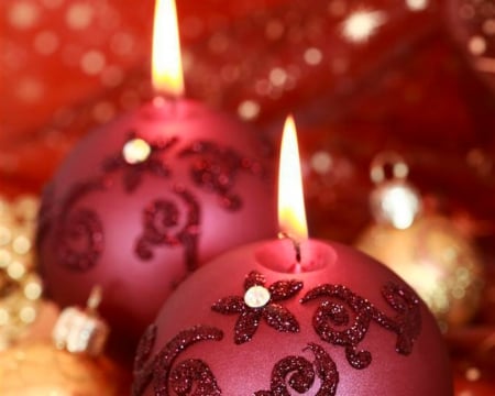 Christmas Candles - candles, red, lighted, christmas