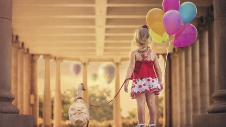 INVITED For A PARTY â™¥ - balloons, girl, goose, party, sweet, cute