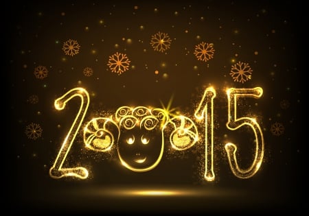 Happy 2015! - sheep, new year, 2015, happy, gold