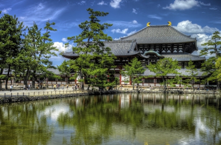 Temple - shrine, japan, nature, temple, lake, building, japanese