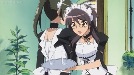 Be Careful - pretty, anime, female, long hair, nice, apron, anime girl, misaki, girl, lovely, maid, sweet, Kaichou wa Maid Sama, glasses, tray, maid sama, black hair