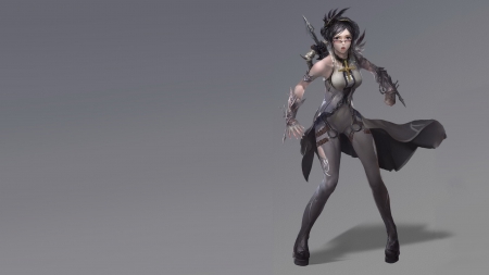 Vayne - game, grey, girl, league of legends, vayne, fantasy, black