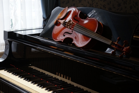 Music Still Life - key, piano, music, instruments, ebony, violin, ivory, string