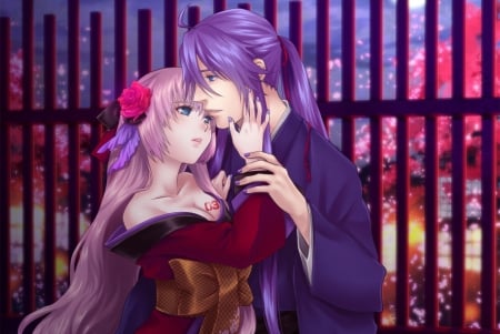 Luka x Kamui - love, couple, kamui, long hair, japanese, pretty, vocaloid, megurine luka, romance, kimono