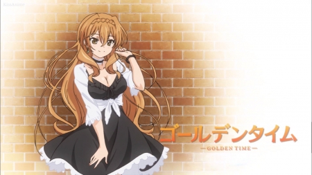 Kaga Kouko - nice, beauty, female, simple, anime girl, brown hair, gorgeous, pretty, anime, maiden, lady, girl, golden time, kaga, long hair, gown, lovely, kouko, plain, kaga kouko, beautiful, sweet, dress