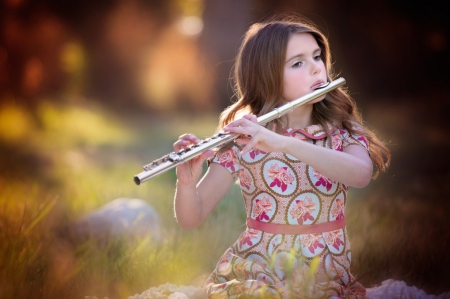 â™¥ - photography, flute, girl, music