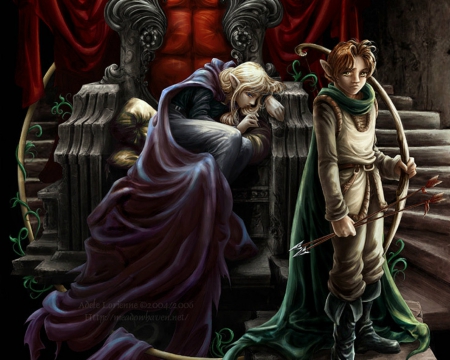 Elves Kingdom - elves, throne, fantasy, male